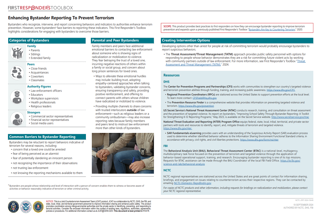 Enhancing Bystander Reporting to Prevent Terrorism