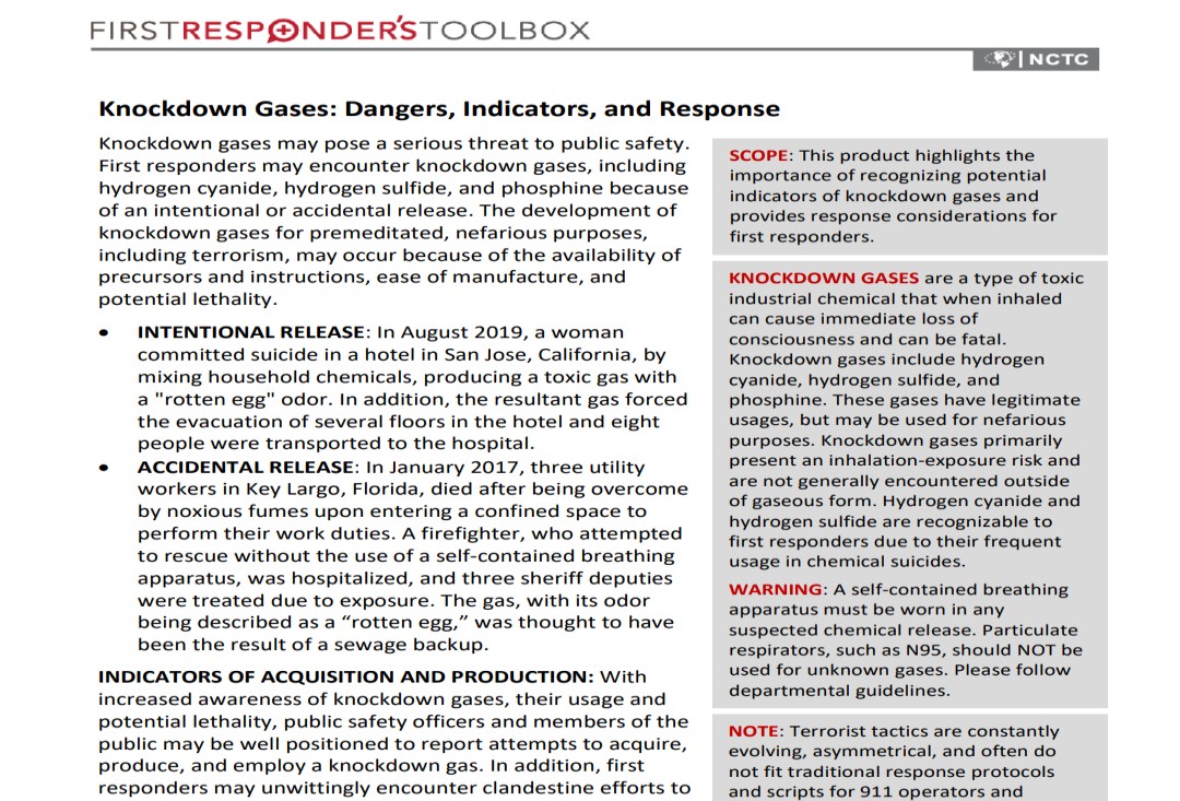 Knockdown Gases: Dangers, Indicators, and Response